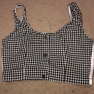 Plaid button up crop top